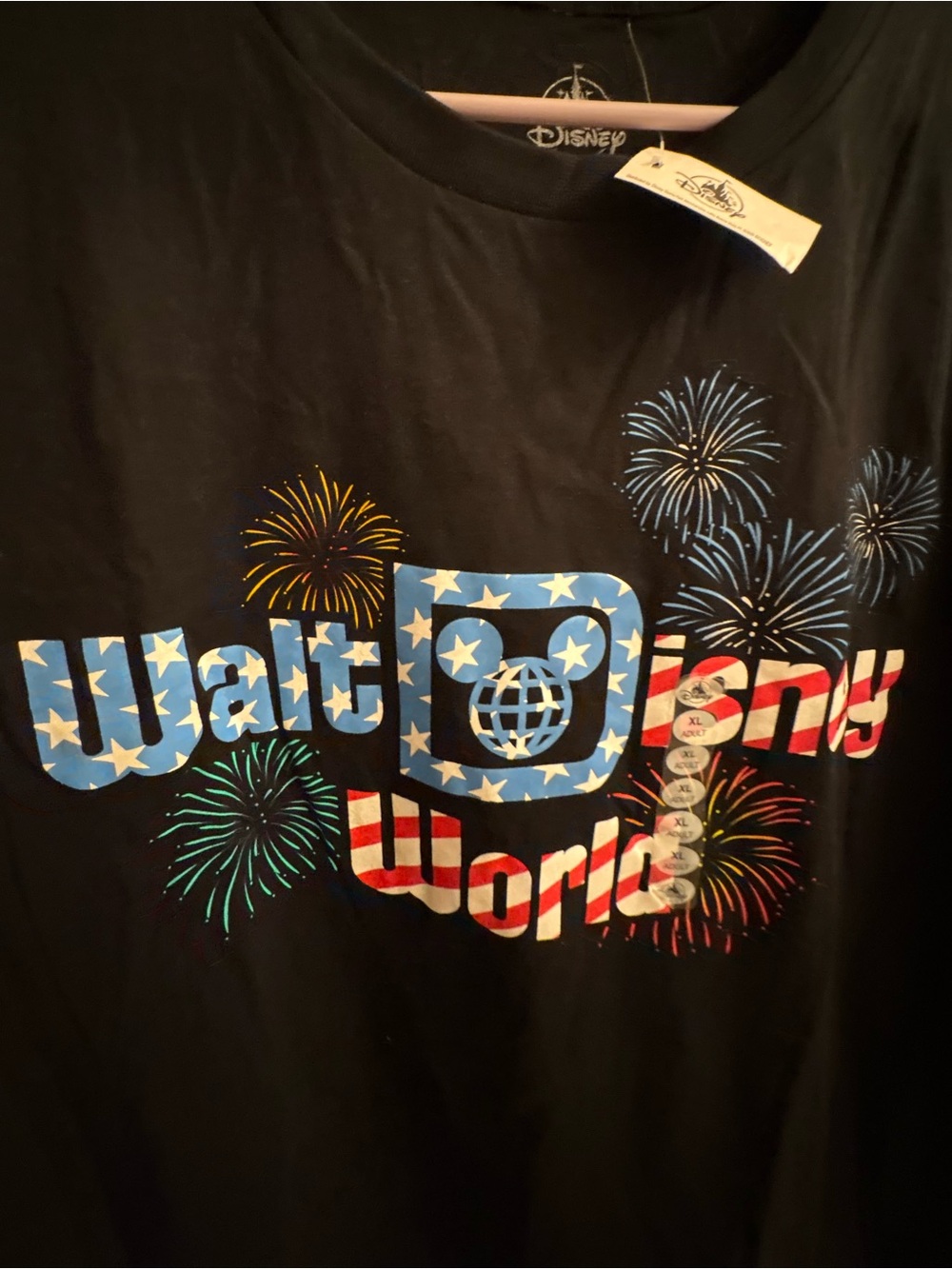 Walt Disney World EXCLUSIVE Black Patriotic Flag Graphic Tee BRAND NEW! XL